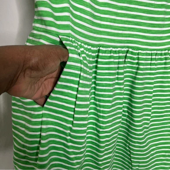J. Crew Factory Green and White Stripe Sleeveless Exposed Zipper Dress Size XL - Picture 4 of 9
